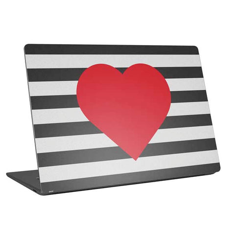 Black And White Striped Heart Universal Laptop 15in (12.2 x 8.8in) Skin